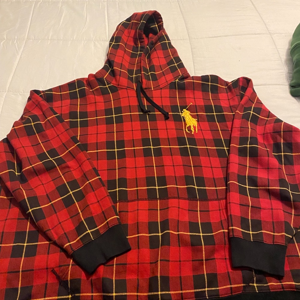 Slightly worn. Plaid Ralph Lauren hoodie 3XB